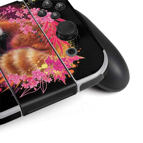 Red Panda with Flowers by Sheena Pike Nintendo Switch OLED (2021) Skin
